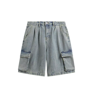 Shorts cargo en jean baggy pour hommes, style streetwear Y2K, jorts utilitaires oversize, coupe ample, style skater, broderie personnalisée, été - Product Image 5