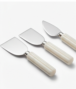 Juego de servidores de queso y mantequilla de acero inoxidable con mango de resina de diseño plateado, utensilios de cocina, cubertería de mesa. - Product Image 3