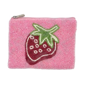 Pochette à monnaie perlée de graine de fraise beau portefeuille de porte-monnaie perlé personnalisé pour les femmes pochette à monnaie à la mode avec - Product Image 1