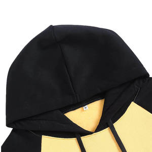 Sudadera con Capucha para Hombre, Amarillo y Negro, Manga Raglán, Color Sólido, Felpa, Casual, con Bolsillo, Corte Regular, para Otoño - Product Image 4