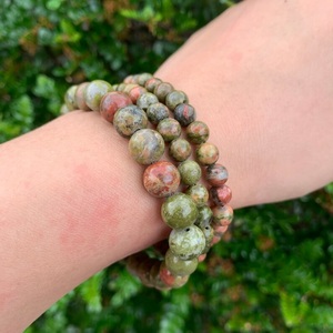 Natural Unakite <b>Bracelet</b> Green Pink Unakite Beaded <b>Bracelet</b> For <b>Healing</b> Reiki Energy Jewelry Wholesale 8mm - Product Image 3