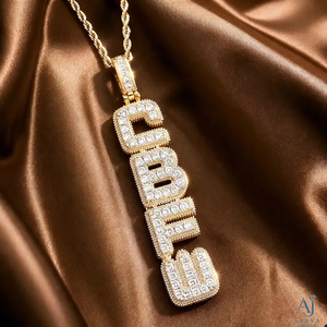 Colgante vertical de nombre en plata 925 chapada en oro rosa con letras de burbuja de moissanita, cadena de cuerda, estilo hip hop, moderno, personalizado y certificado. - Product Image 5