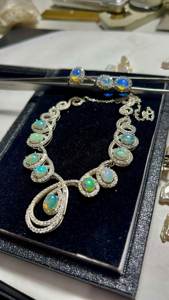 Natural Opal & Diamond Jewelry <b>Set</b> <b>Ring</b> Earrings Necklace 925 <b>Sterling</b> <b>Silver</b>, Opal Necklace, Opal <b>Ring</b>, Opal Earring, <b>Silvers</b> - Product Image 1