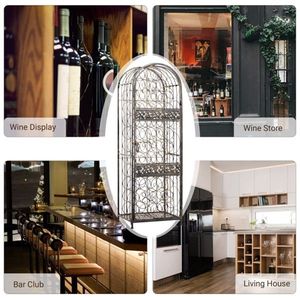 Mobile Portabottiglie Moderno con Sedia da Pranzo, in Legno Massello (Mogano, Pino, Quercia, Teak), Metallo, Vetro, MDF, con Vetrina Espositiva, per Arredamento Domestico - Product Image 4
