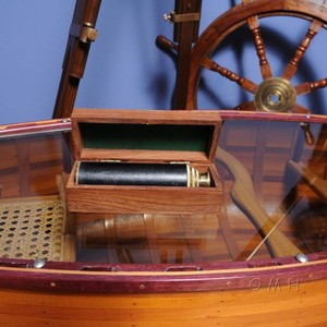 Handheld Telescope in Wood <b>Box</b> Black Leather Finish Nautical <b>Gift</b> Vintage Maritime Decor Collectible 38.1Lx3.81Wx3.81H cm - Product Image 5
