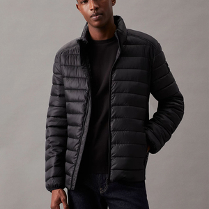 Veste matelassée imperméable légère en polyester sur mesure, coupe classique, col montant, poches zippées à la taille, vêtement d'extérieur d'hiver - Product Image 2