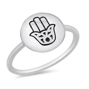 Joyería de moda superventas de alta calidad, Plata de Ley 925, anillo de plata liso Hamsa hecho a mano seductor para mujer, joyería - Product Image 1