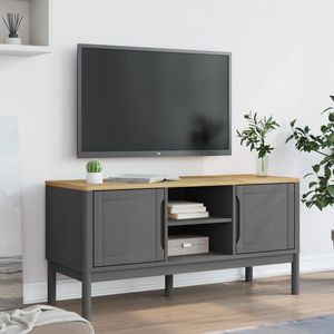 Mueble de TV Rectangular Pequeño de Madera de Pino Sólido Gris para Sala de Estar - Product Image 3