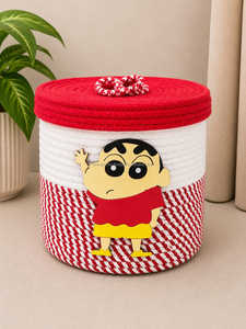Safari Jungle <b>Animals</b> Jeep Woven Cotton Rope <b>Basket</b> with Lid Long Handles Kids Carry Bag Toy Storage Artistry By PR India - Product Image 4