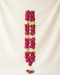 Varmala de Boda Rosa Marfil Real, Guirnalda Floral Artificial Hecha a Mano al por Mayor para la Novia y el Novio en la Ceremonia - Product Image 1