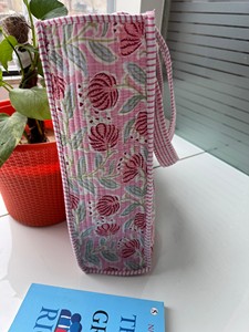 Bolsa de Mano de Algodón Hecha a Mano, de Alta Calidad, Grande, Acolchada, con Hermoso Estampado de Bloques, Reversible, Abierta, para Compras en el Mercado de Otoño - Product Image 4