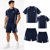 Ensemble de survêtement d'été personnalisé de haute qualité, deux pièces, avec rayures réfléchissantes, coupe ample, imprimé, pour hommes (T-shirts et shorts)