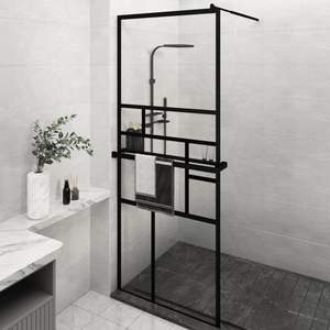 31.5 nero "x 76.8" ESG vetro e alluminio cabina doccia parete con ripiano per il tuo bagno doccia - Product Image 1