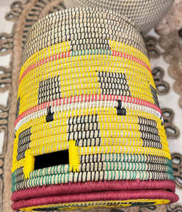 Grand panier en paille de jonc, couleurs mélangées, 100% écologique, haute qualité, durable, respirant, biodégradable, multifonction - Product Image 6