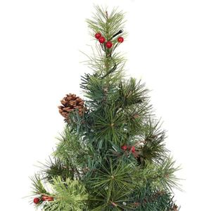 5ft Pre-Lit Artificial Christmas <b>Tree</b> with 100 Clear LED <b>Lights</b> 260 Tips PVC Red Berries Pine Cones and for UL Adapter - Product Image 5