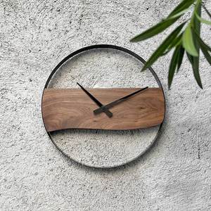 Horloge murale analogique en bois à piles, ronde, moderne, silencieuse, à suspendre pour la maison, le salon - Product Image 4