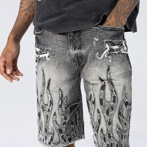 Pantalones Cortos de Mezclilla Vintage para Hombre, Transpirables, de Secado Rápido, Estilo Casual, con Bolsillos, Cintura Elástica, Holgados - Product Image 5