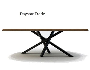 Table à manger rectangulaire en bois moderne et écologique avec pieds en métal croisés, 4 places, pour la maison, le restaurant, le café - Product Image 1