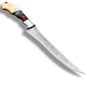 Cuchillos de Cocina Personalizados para Filetear Pescado con Hoja Larga Curva de Acero y Diseño Artístico en el Mango, para Filetear Pescado y Recortar Carne - Product Image 3