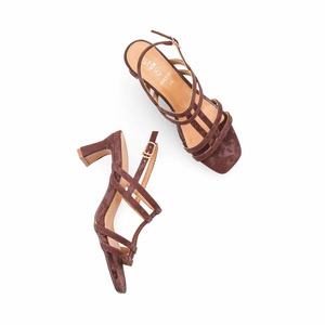 Women's Brown Wedge Sandals Cross <b>Strap</b> Ankle <b>Buckle</b> Heeled for on Summer Dress Shoes Insight International Made in Pakistan - Product Image 3
