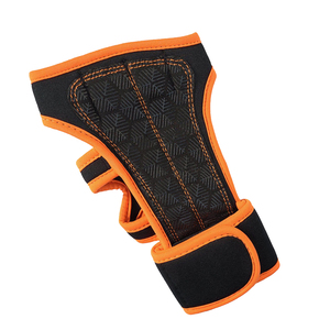 Gants de fitness en néoprène à demi-doigts avec sangle de poignet réglable, antidérapants, pour la musculation en salle de sport, unisexe, noir et orange - Product Image 3
