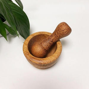 Handmade Brown Natural Mango Wood Mortar and Pestle <b>Grinder</b> Round Kitchen Tool for <b>Herbs</b> and Spices - Product Image 4