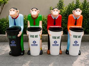 2026 Outdoor Duck Shape Dustbin <b>Red</b> Yellow Color Fiberglass Decorative Waste <b>Bin</b> Use Me Design - Product Image 6