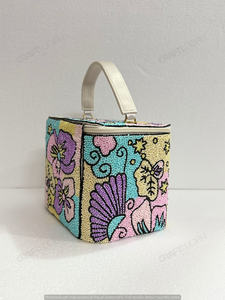 Trousse de Maquillage Florale Perlée à la Main avec Miroir et Fermeture Éclair, Boîte de Rangement pour Cosmétiques, Fabrication Indienne Artisanale, Vente en Gros, Fournisseur OEM Export - Product Image 5