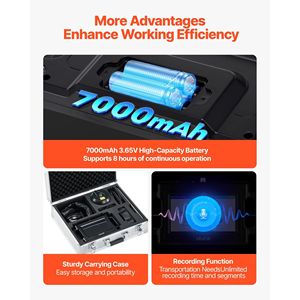 Localizzatore di perdite in tubazioni con touchscreen da 7 pollici, strumento di ispezione per il controllo qualità 1Hz-5000Hz, 2m (6.6FT) per impianti idraulici interrati - Product Image 6