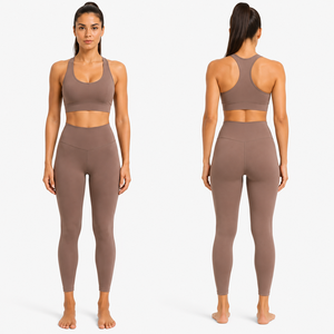 Women V Waist Yoga Set High Waist Leggings Sports Bra Fitness Gym Workout Activewear Set - Product Image 1