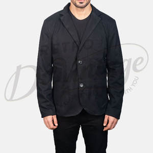 Blazer Negro Premium de Algodón para Hombre, Corte Entallado, Ligero, Informal, Deportivo, Profesional, Transpirable, Chaqueta de Verano - Product Image 3