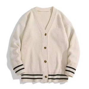 Suéter Cárdigan Negro con Cuello en V para Hombre, Manga Larga, Cierre de Botones, para Otoño, Mezcla de Lana y Acrílico, Antipilling, Grosor Estándar - Product Image 1