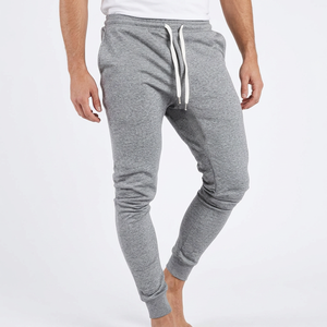 Pantalones Deportivos de Lona Transpirable para Hombre, Corte Ajustado, Color Gris, Cintura Media con Cordón, Estilo Casual, Tejido de Algodón, para Otoño - Product Image 1
