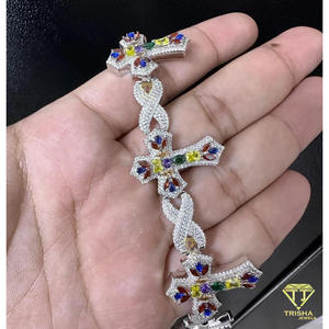 Pulsera de tenis de lujo moderna y clásica, chapada en oro rosa, con cruz y conexión infinita, con piedras brillantes multicolor cultivadas en laboratorio - Product Image 4