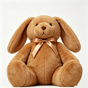 Conejito de peluche con lazo de satén, peluche de conejo marrón, conejo de peluche con orejas caídas, conejo de peluche sentado - Product Image 3