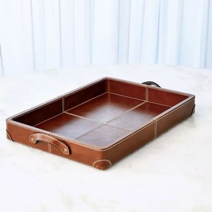 ชุดถาดหนังเทียมหรูหราพร้อมที่จับโลหะสำหรับตกแต่งร้านอาหารโรงแรม - Product Image 1