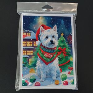 Cartes de voeux de Noël Westie fantaisistes Pack de 8 cartes de note vierges de taille A7 5x7 avec enveloppes - Product Image 3