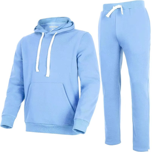 Ensemble de survêtement en coton respirant 2 pièces pour homme avec logo sur le devant, léger, anti-transpiration et séchage rapide, tenue de sport décontractée - Product Image 2