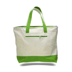 Sac fourre-tout en toile crème avec base violette, fermeture éclair, poignée en corde, poche avant, impression personnalisée, prêt pour la vente en gros, promotionnel, plage, gym, shopping - Product Image 5