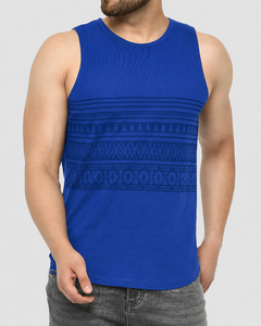 Camiseta sin Mangas con Estampado Geométrico para Hombre, Cuello Redondo, Transpirable, Ecológica, Antiencogimiento, Ropa Casual - Product Image 4