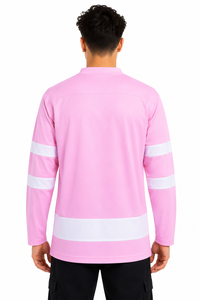Maillot de hockey sur glace rose personnalisé, design sur mesure, respirant, écologique, 100% polyester, vêtements de sport pour équipes professionnelles - Product Image 3