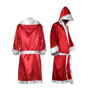 Robe de boxe personnalisée de haute qualité, couleur rouge, très vendue, avec capuche - Ceintures blanches - Tenue de boxe personnalisée - Robe de boxe sur mesure - Product Image 2