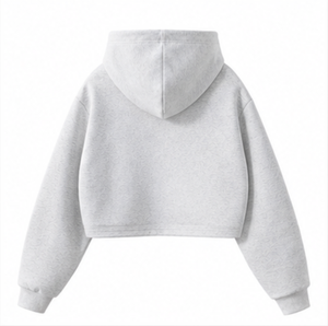 Custom Men's Cropped Zip Up Hoodie Oversized <b>Fleece</b> Sweatshirt OEM ODM Blank Casual Hooded <b>Jacket</b> Private Label Manufacturer - Product Image 3