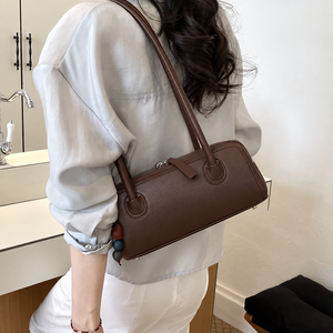 PU Leather Natural <b>Soft</b> Eco Friendly Boston Classic Fashion <b>Handbag</b> Zipper Single Strap Shoulder Bag Large Capacity Underarm - Product Image 4