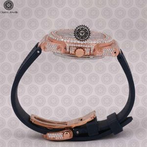 Montre de luxe Charm Jewells Tonneau 42 mm en or rose avec lunette sertie de diamants, verre saphir, mouvement à quartz, design unisexe tendance - Product Image 4
