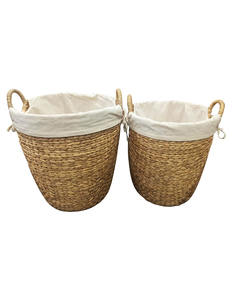 Cesto de ropa rectangular tejido ecológico con organizador de tela para el hogar - Product Image 1