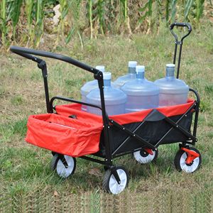 Carrello Pieghevole Multiuso per Esterni, Robusto Carrello da Giardino Portatile con Portabevande e Maniglie Regolabili, Carrello da Campeggio - Product Image 5