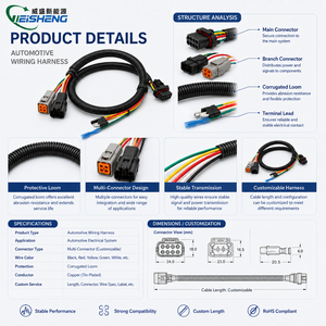 Harnais de câblage automobile multi-connecteurs personnalisé série Deutsch DT avec protection par tube ondulé - Product Image 3