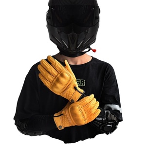 Guantes de cuero para motocicleta, guantes transpirables de verano para motociclismo con dedo completo, guantes Retro para Motocross con pantalla táctil - Product Image 2
