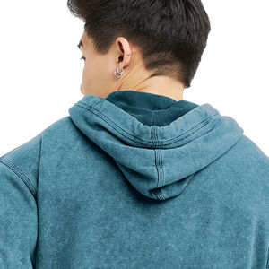 Sudaderas con capucha de forro polar verde marino para hombre y mujer, fabricadas en grandes cantidades, con estampado 3D en relieve, lavadas con ácido, a la venta a precios económicos, OEM. - Product Image 3